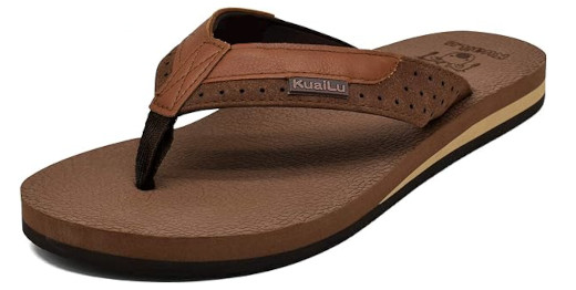 KuaiLu Men's Yoga Mat Leather Flip Flops